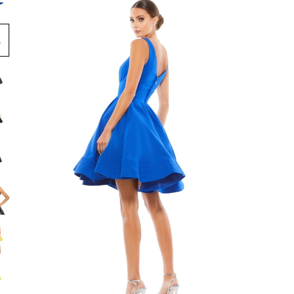 Mac Duggal V NECK FIT & FLARE MINI DRESS Royal Blue 4
